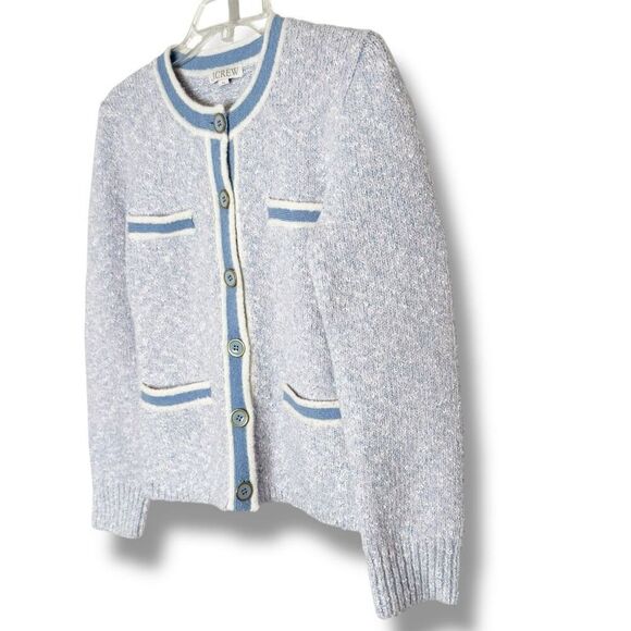 J. CREW Marled Sweater Lady Jacket Lilac Seascape White Cardigan Women’s Size XS - Picture 5 of 10